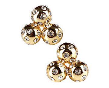 Earings - Crystal Cluster Studs - Gold