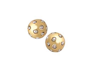 Earings - Gypsy Crystal Ball Studs - Gold