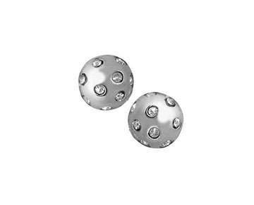 Earings - Gypsy Crystal Ball Studs - Silver