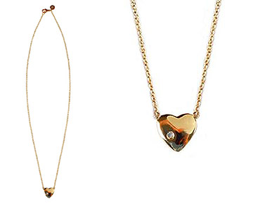 Necklace - Heart Necklace with Diamond - Gold